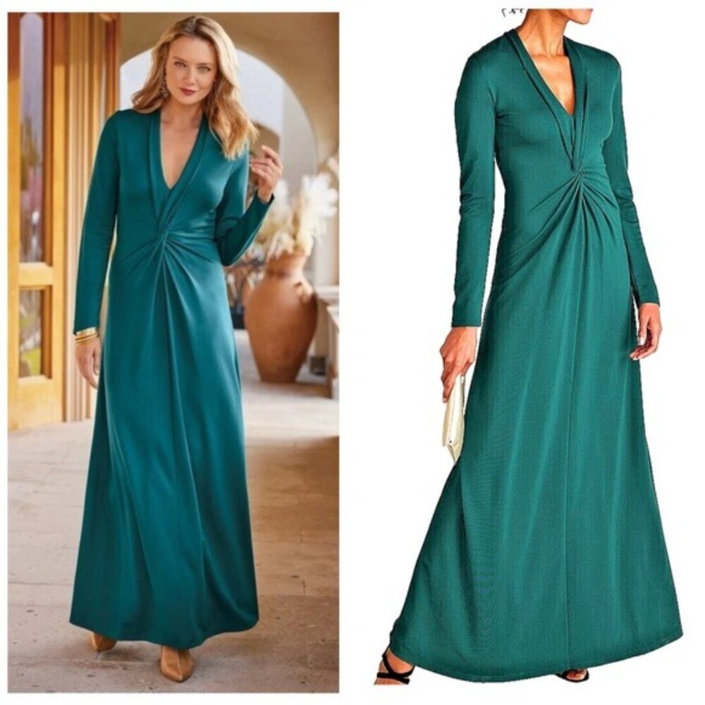 Soft Surroundings Lagia Teal Lagenlook Maxi Dress PM Comfy Boho Cottagecore - Picture 10 of 10